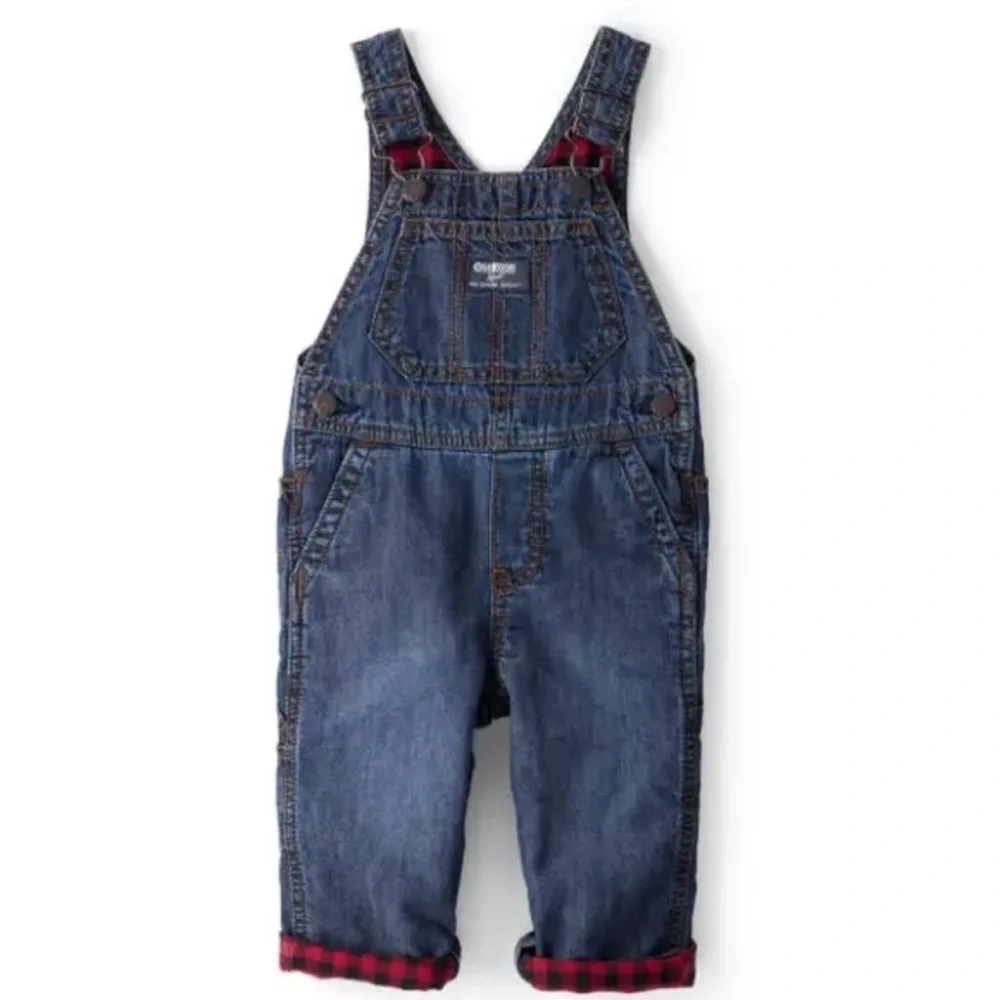 OshKosh B’gosh Infant Denim Overalls Flannel Lined 24M Vestbak